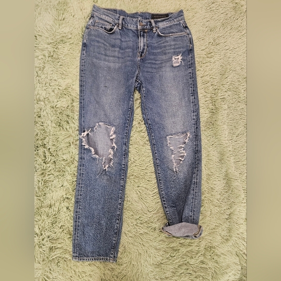 ALLSAINTS  Women Amy Girlfriend Distressed Jeans - Picture 3 of 12